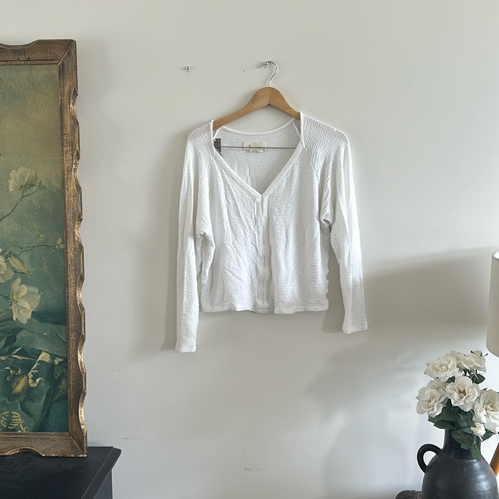 Anthropologie White Long Sleeve Size Small